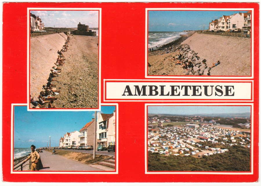 Carte postale : AMBLETEUSE (62164) - COTE D'OPALE.
Divers aspects de la digue - Vue générale du camping - Editions IMAGES